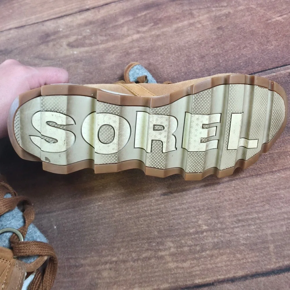 Sorel Kinetic Short Boots Womens 9 Brown Good Waterproof Suede NL3097-224